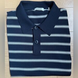 Sandro Pablo Stripe Polo Sweater in Navy-Stripe Off White